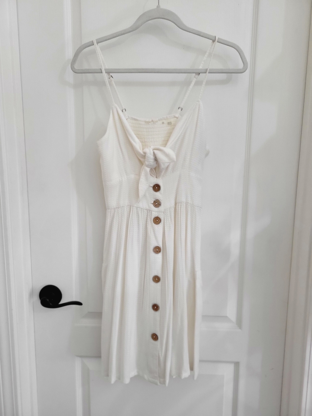 White Roxy Tie-Front Button-Down Sundress